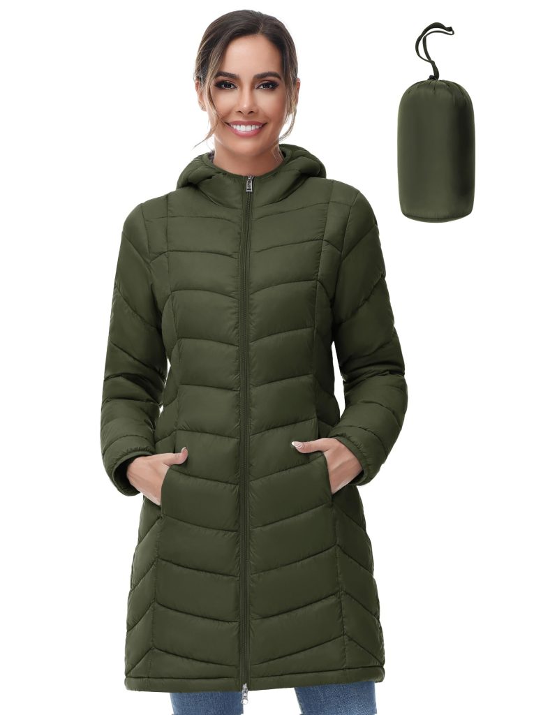 women's packable  puffer jacket with hood