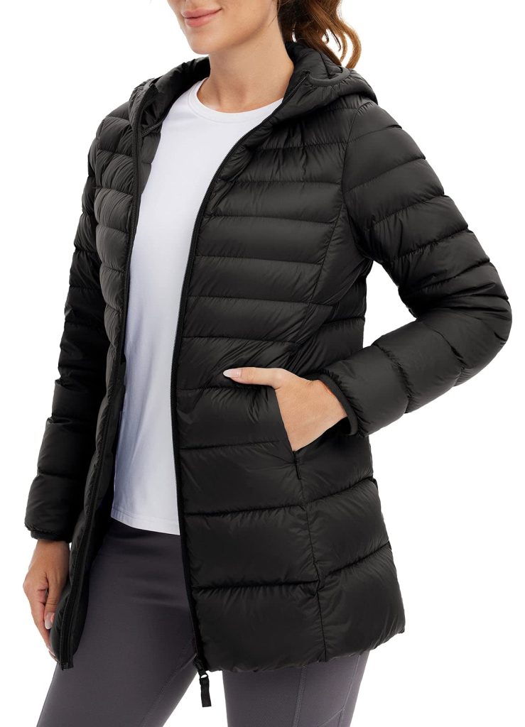 women's packable  puffer jacket with hood