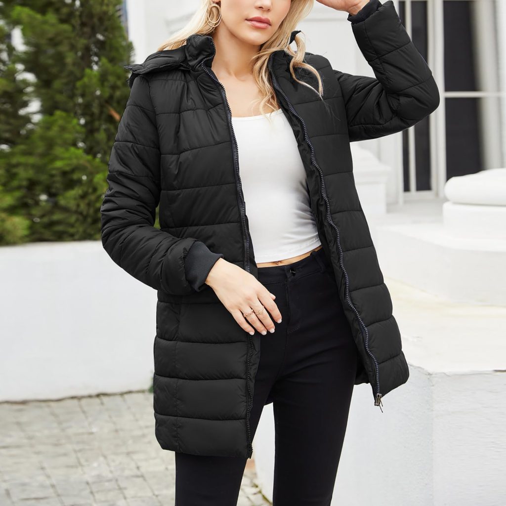 women's packable  puffer jacket with hood