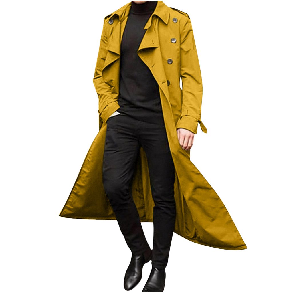 yellow trench coat