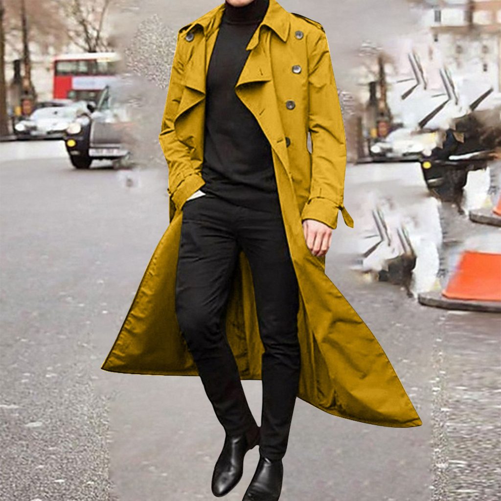 yellow trench coat