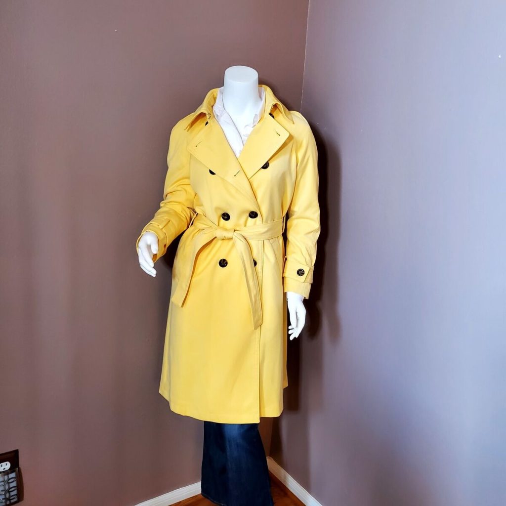 Yellow trench coat with a Parachute Dress