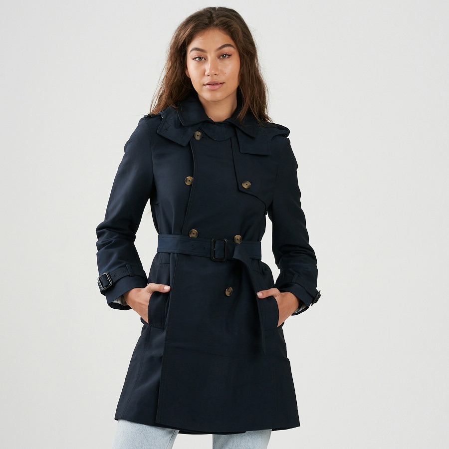 navy trench coat womens