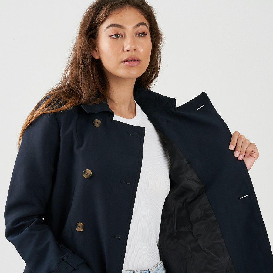 navy trench coat womens