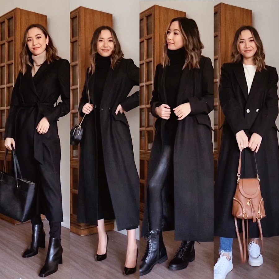 black trench coat outfit