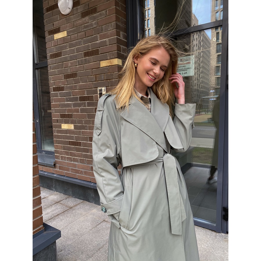 olive green trench coat