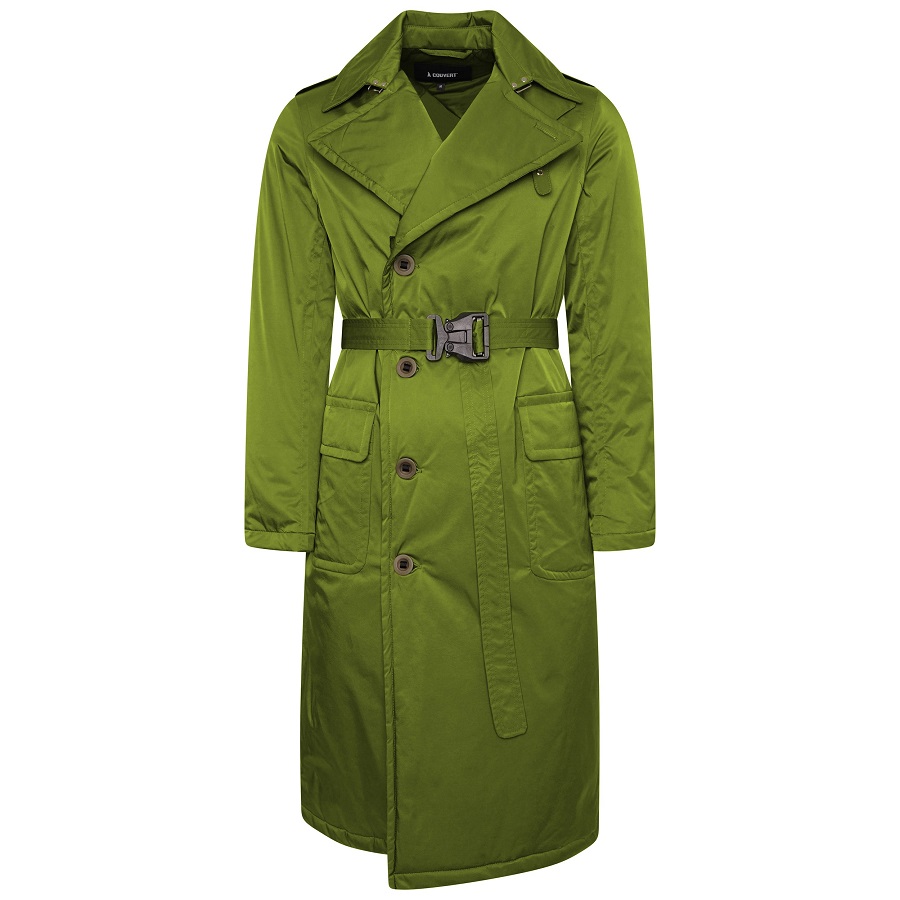 olive green trench coat