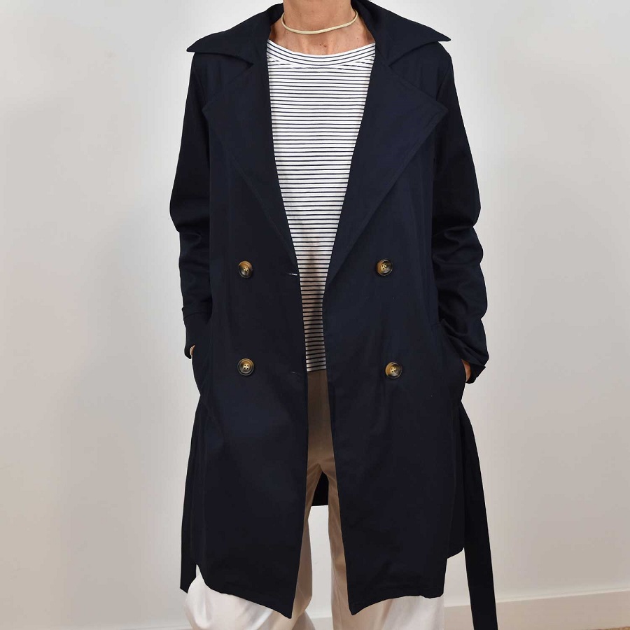 navy trench coat womens