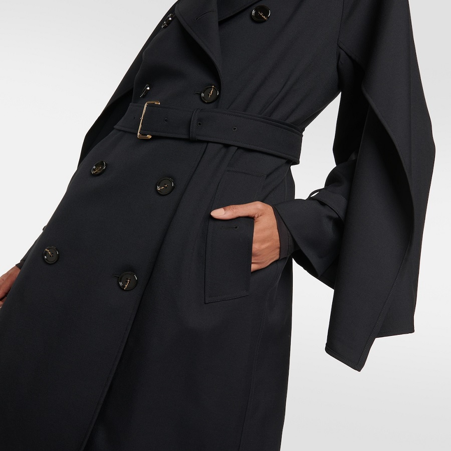 black wool trench coat