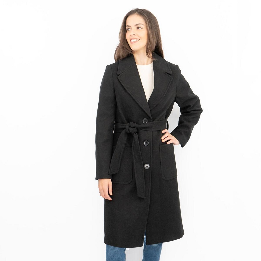 black wool trench coat