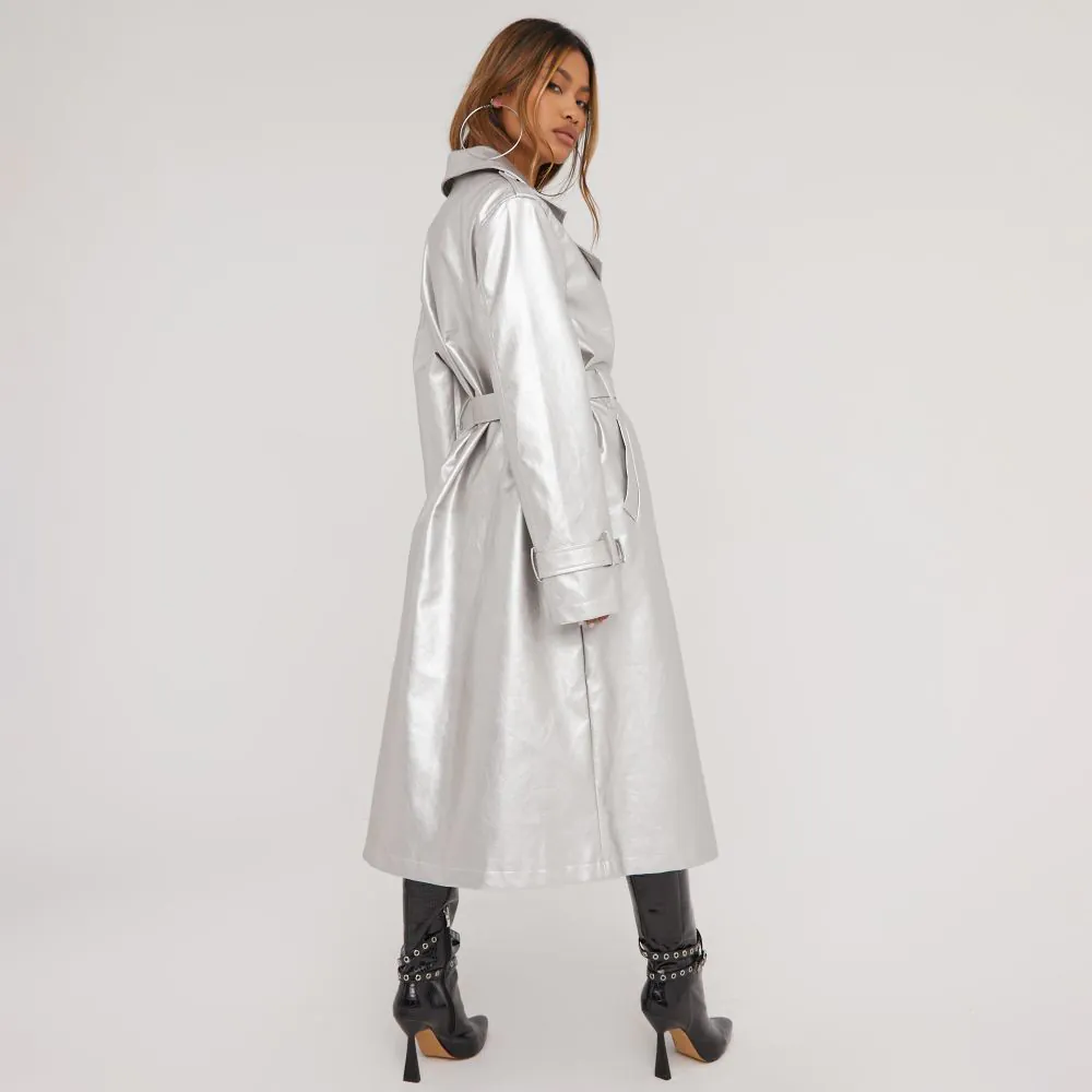 Silver trench coat