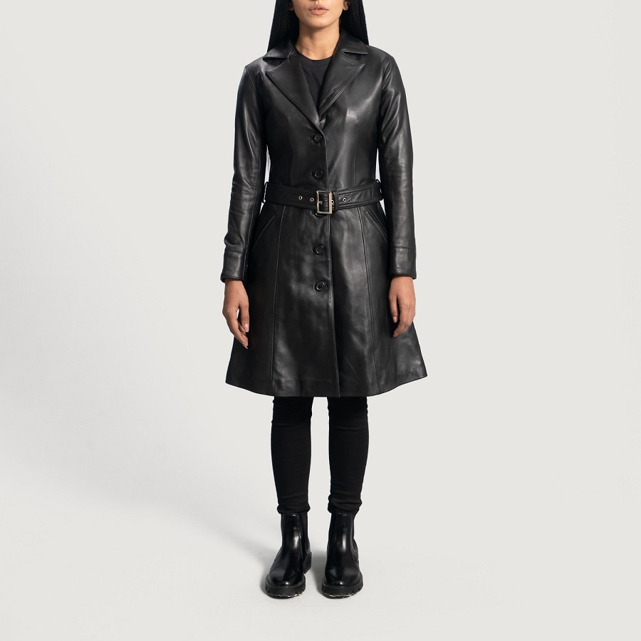 Women's leather trench coat