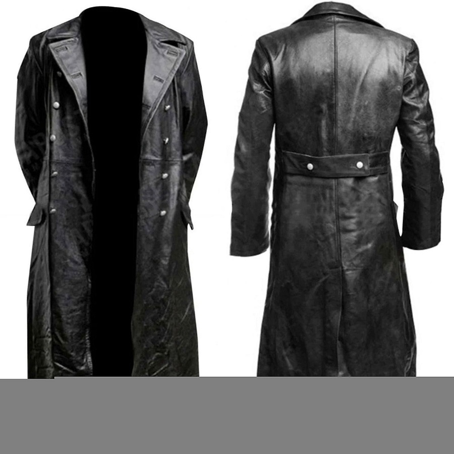 long black leather trench coat