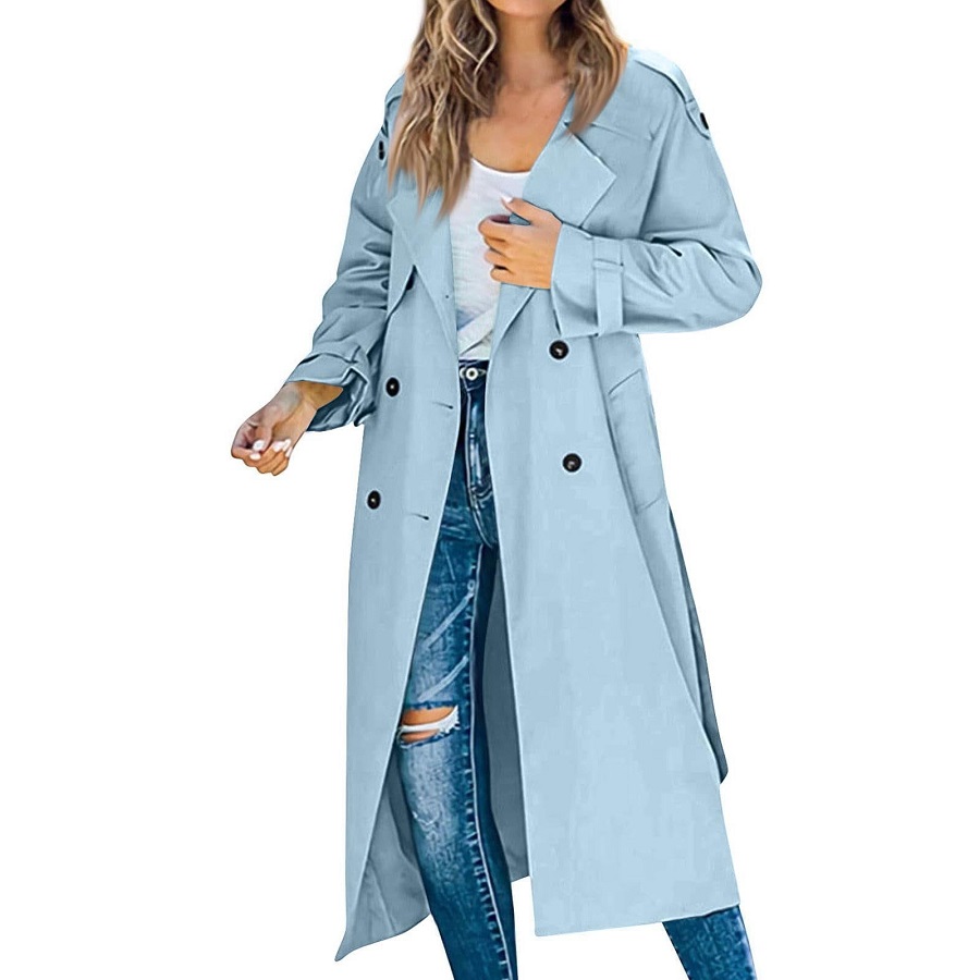 light blue trench coat