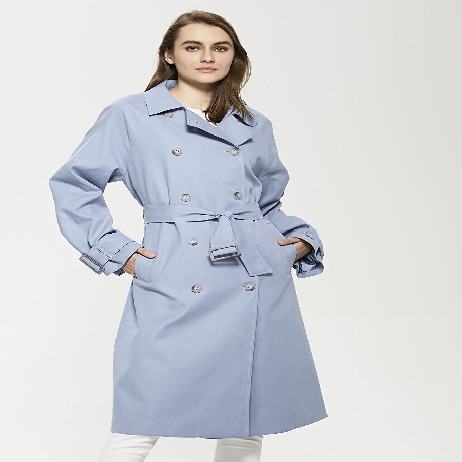 light blue trench coat