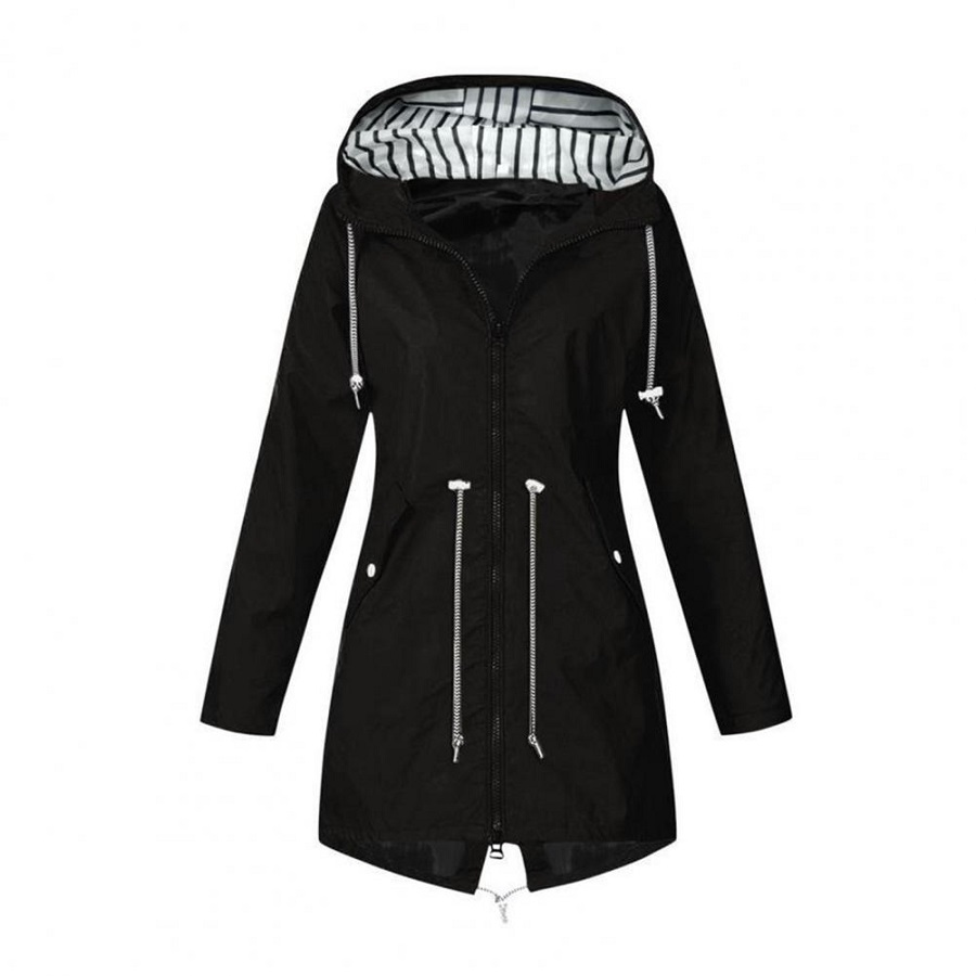 women's chic hooded waterproof jacket