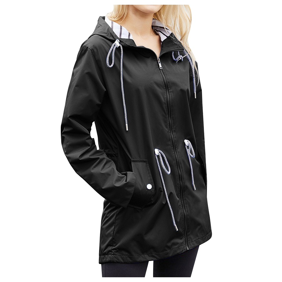 women's chic hooded waterproof jacket