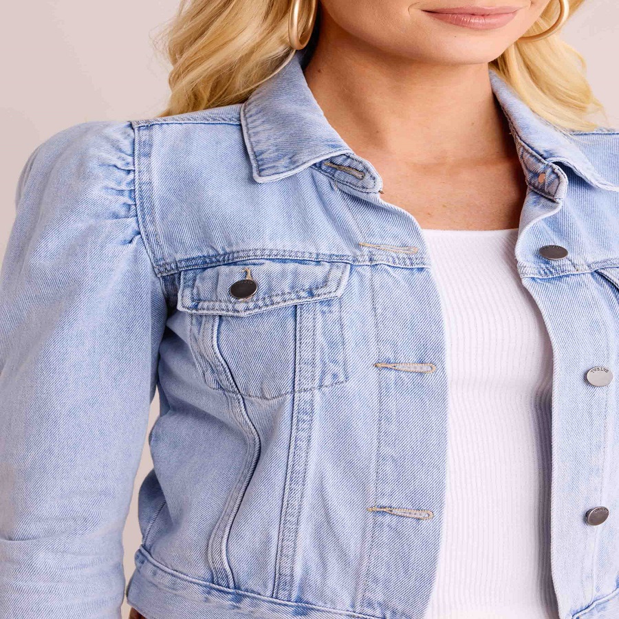 Puff Sleeve Denim Jacket