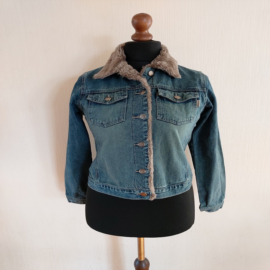 Denim Jacket with Fur