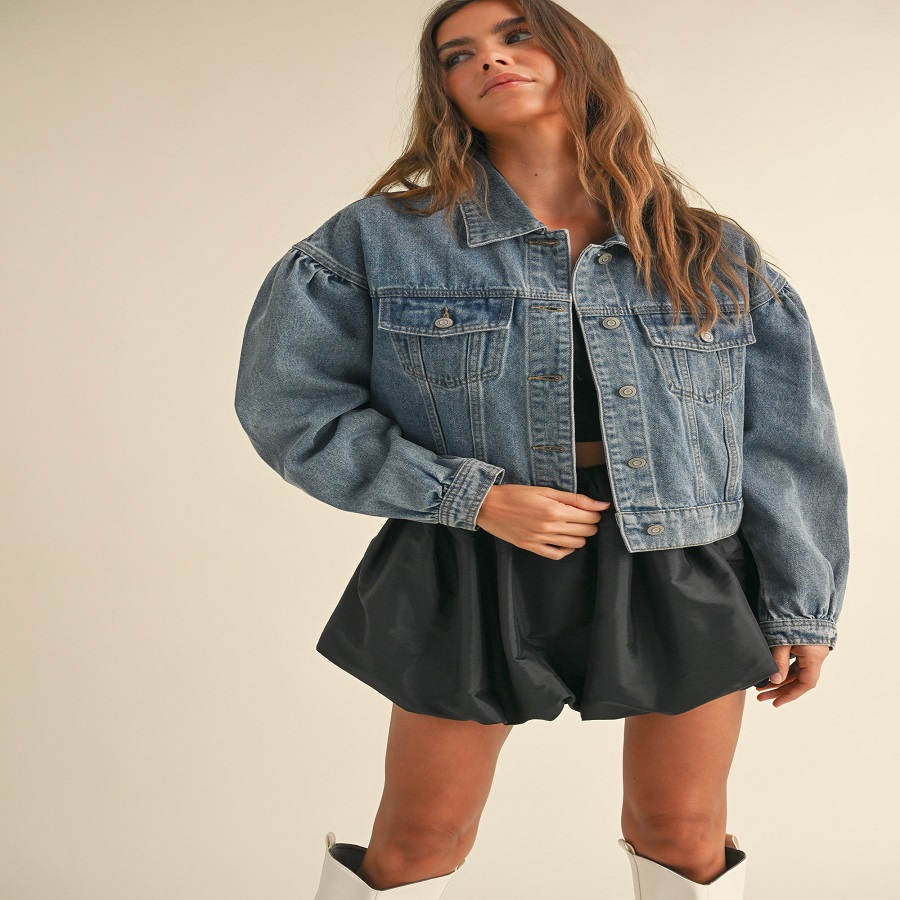 Puff Sleeve Denim Jacket