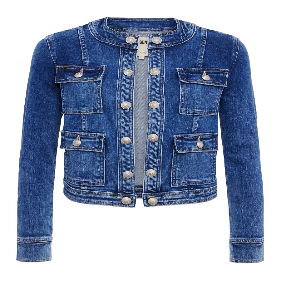 Collarless Denim Jacket