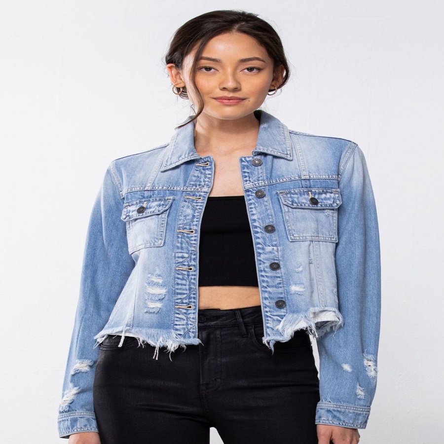 distressed denim jacket