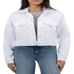 Cropped White Denim Jacket